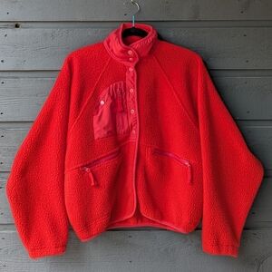 FP Movement by Free People Hit The Slopes Fleece Jacket Victory Red Size Small